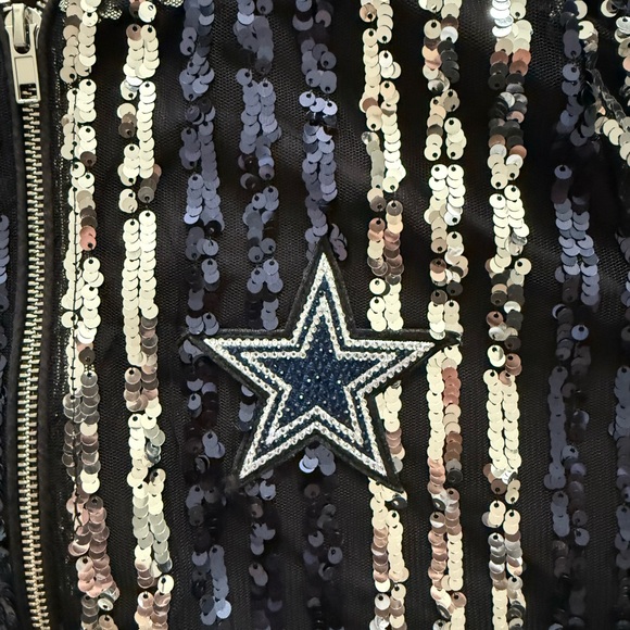 NFL Dallas Cowboys Navy & Silver Sequin Varsity Jacket - Picture 7 of 9